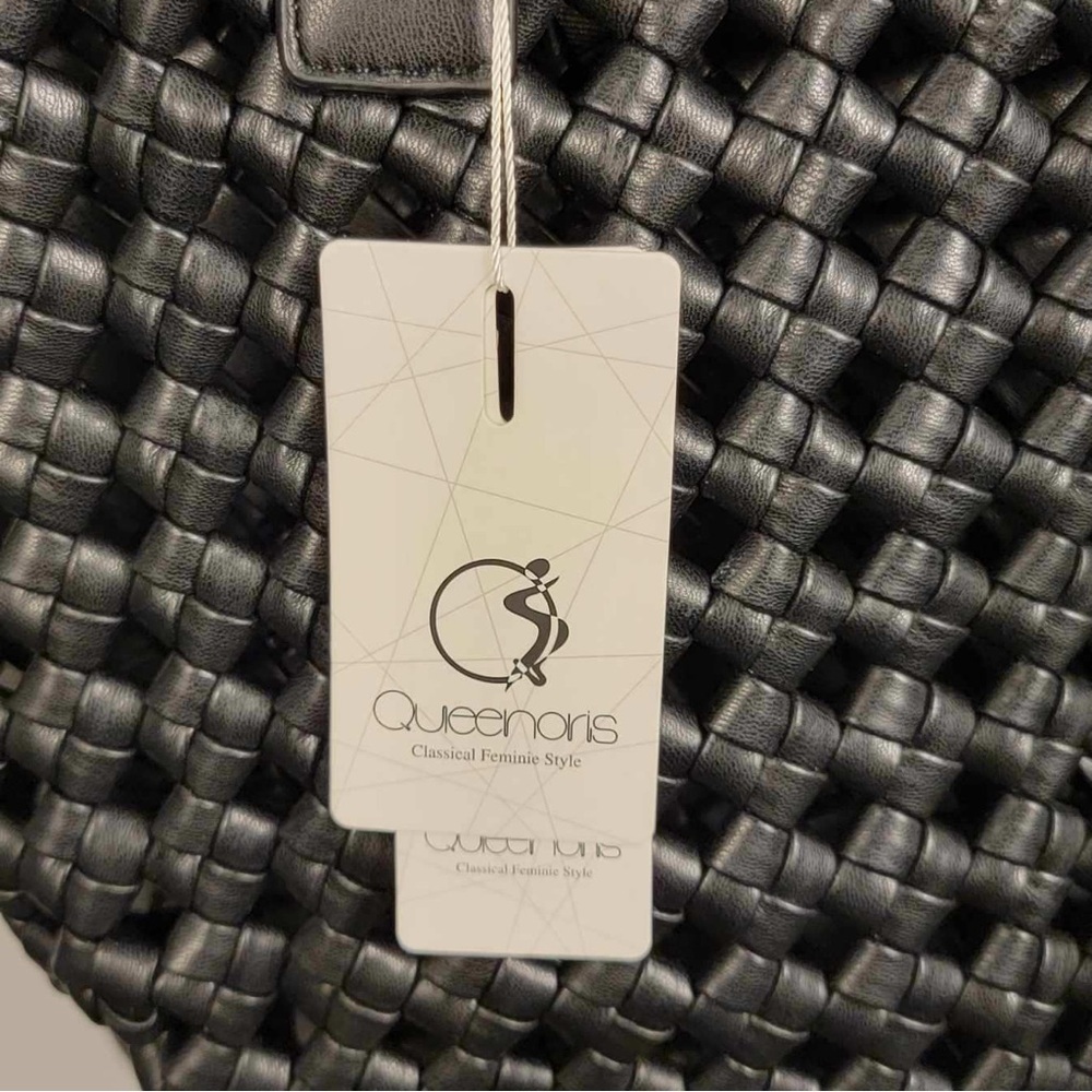 Elegant Black‎ Woven Tote Bag - Picture 3 of 6